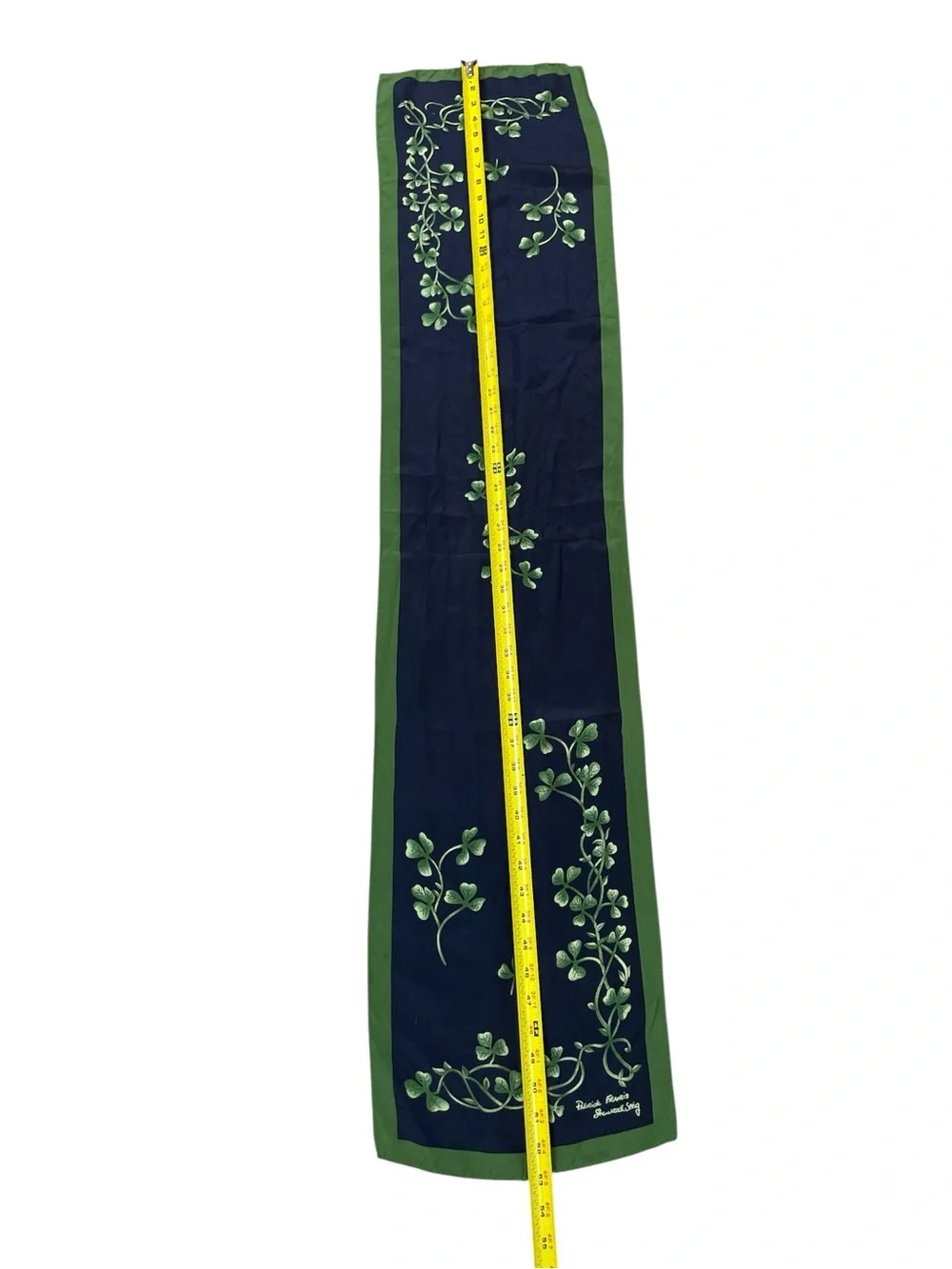 Patrick Francis Shamrock Sprig Silk Scarf Navy and Green Celtic